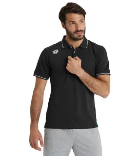 Arena Unisex Team Solid Cotton Short Sleeve Polo Black