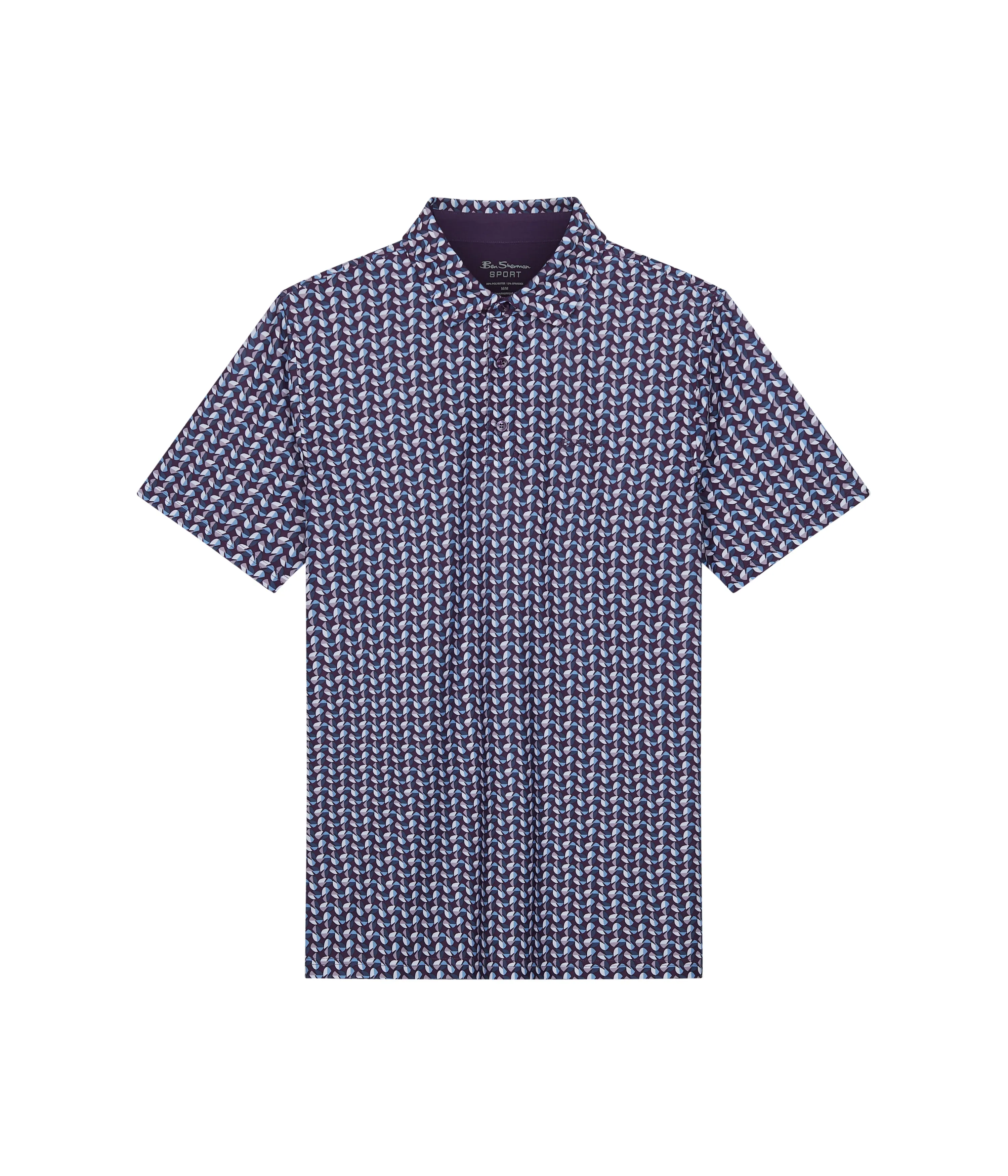 Bauhaus Geo Tech Jersey Sports Fit Polo - Plum