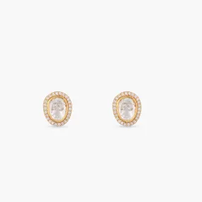 Classic CZ Halo Moissanite Silver Stud Earrings