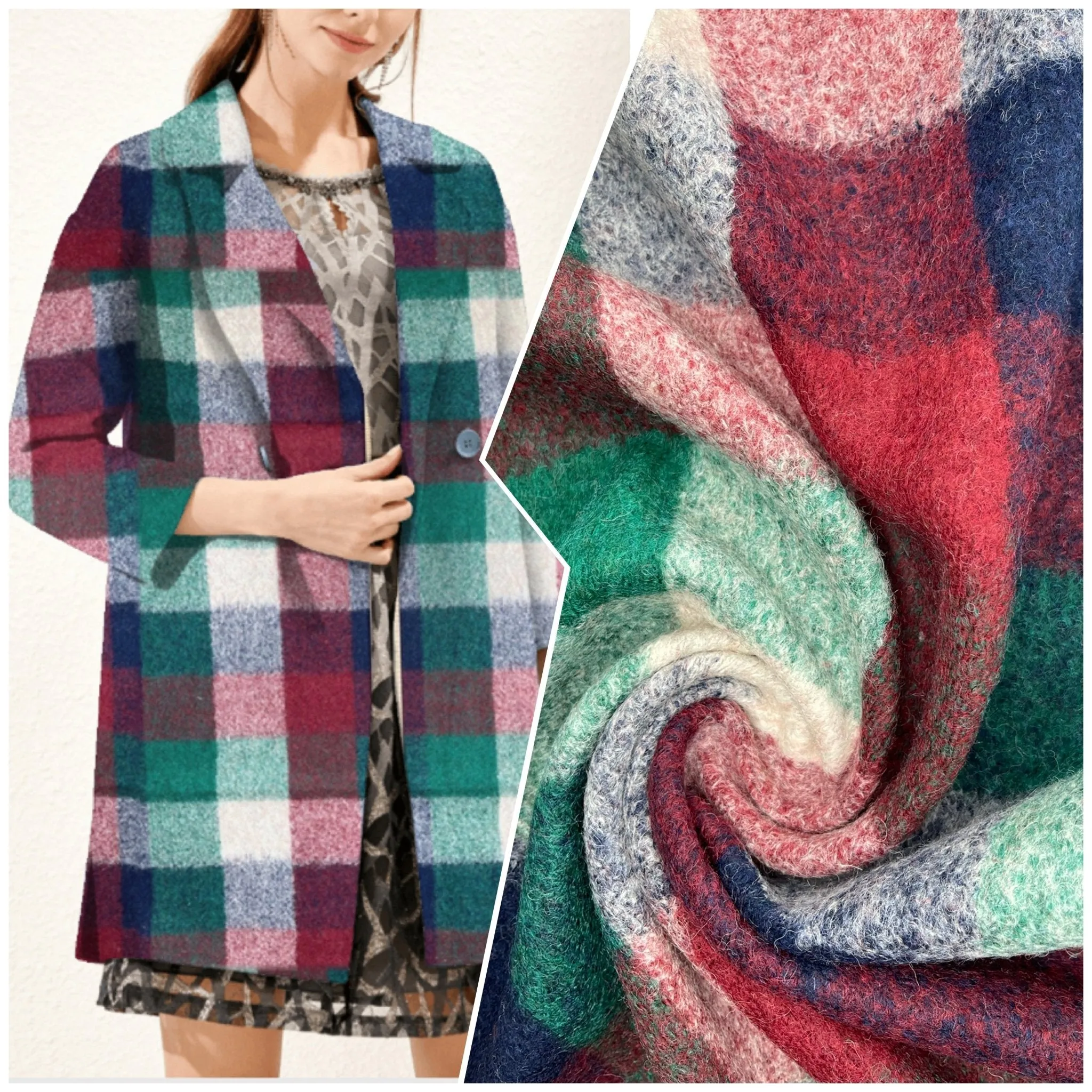 Colorful Plaid  - Printed Wool Fabric