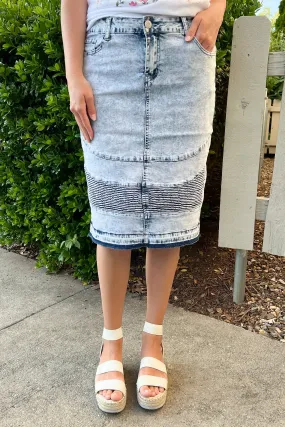 Devyn Moto Denim Skirt in Acid Wash (FINAL SALE)