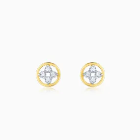 Gold Circular Quartet Diamond Stud Earrings