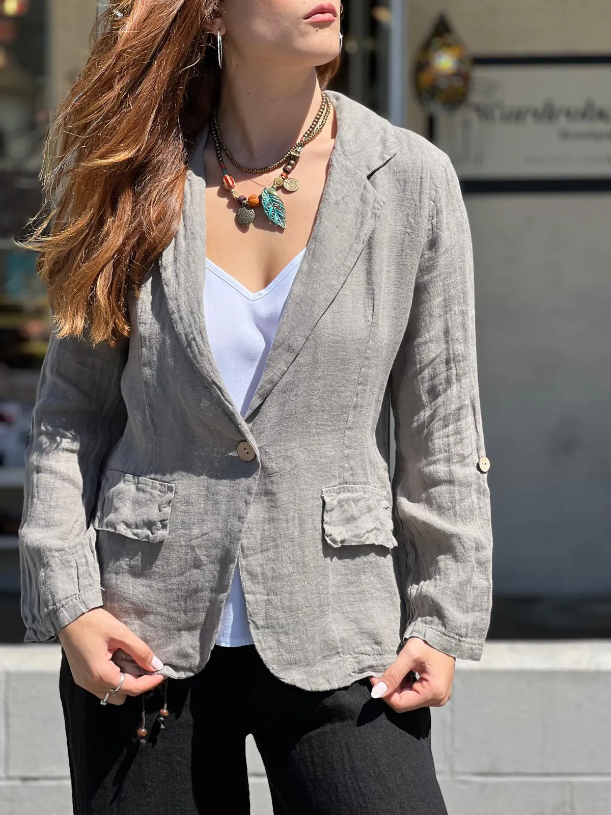 Green Linen Jacket