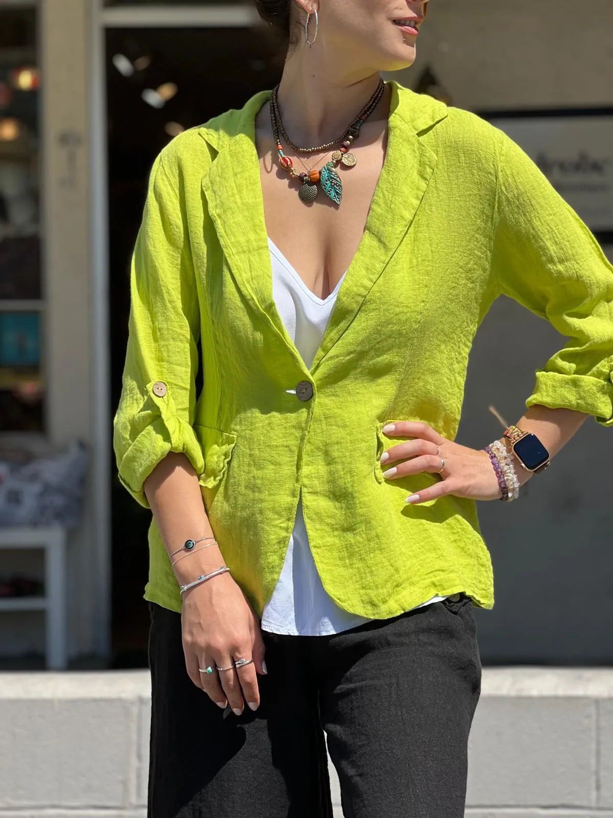 Green Linen Jacket