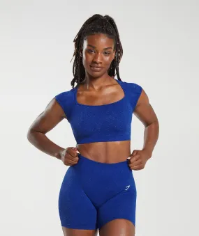 Gymshark Adapt Fleck Seamless Crop Top - Cobalt Blue/Iris Blue