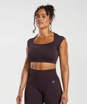 Gymshark Adapt Fleck Seamless Crop Top - Plum Brown/Dewberry Purple