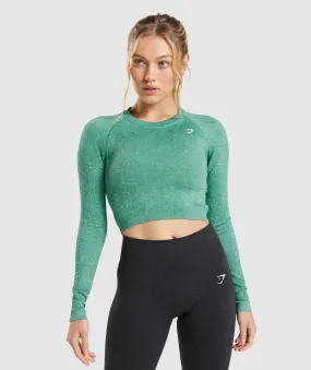 Gymshark Adapt Fleck Seamless Long Sleeve Crop Top - Mineral | Alpine Green