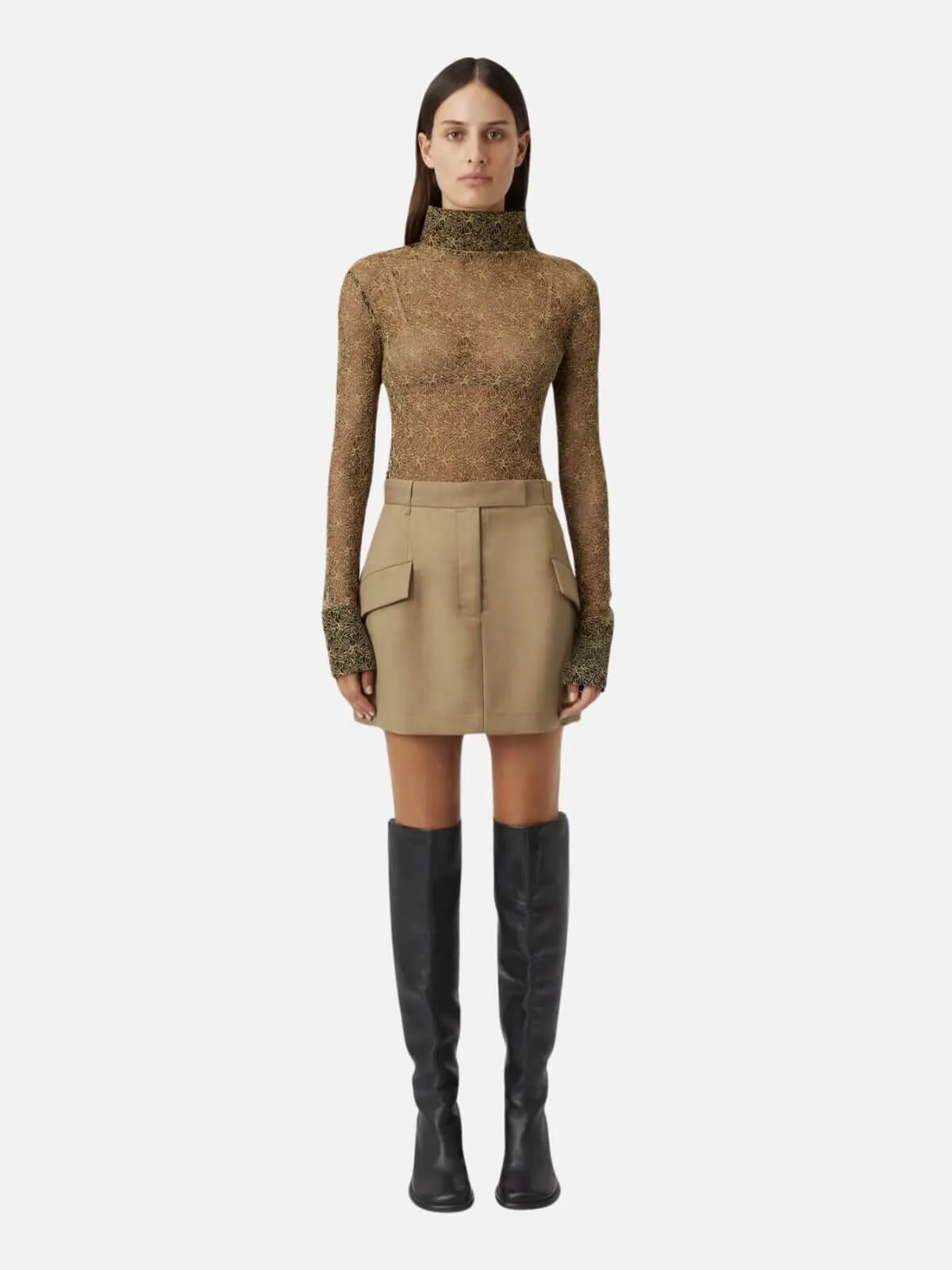 Madero Peplum Mini Skirt -Khaki