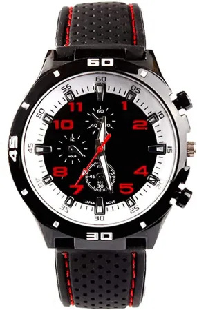 Men's GT Racer Sport Watch Military Pilot Aviator Army Style Black Silicone Mens Watch