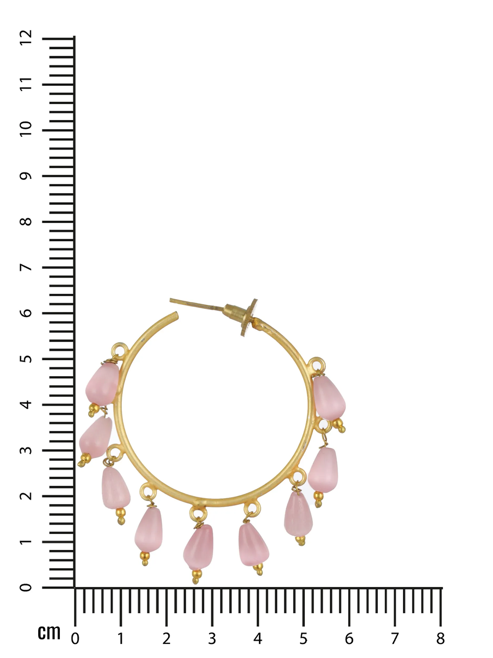 Pink Gold Plated & Stone Drop Contemporary Hoop Earrings