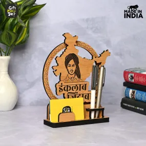 Political Pen Stand and Card Holder | Gandhi Ji, Ambedkar Ji & Bhagat Singh Ji  | Wise Quotes | Mementos