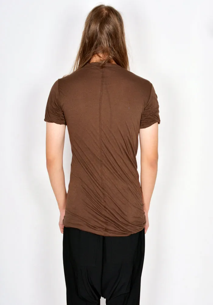 RICK OWENS MEN RU02C7256 UC DOUBLE  LAYERED T-SHIRT BROWN