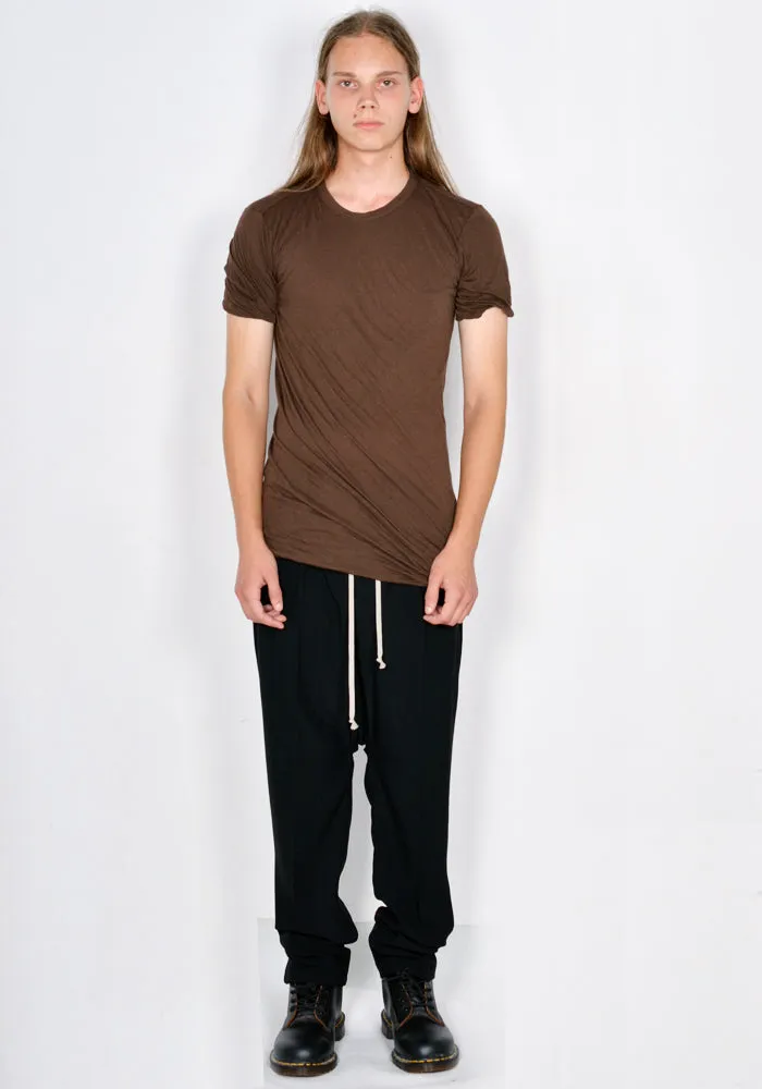 RICK OWENS MEN RU02C7256 UC DOUBLE  LAYERED T-SHIRT BROWN