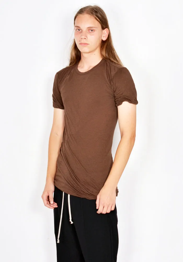 RICK OWENS MEN RU02C7256 UC DOUBLE  LAYERED T-SHIRT BROWN