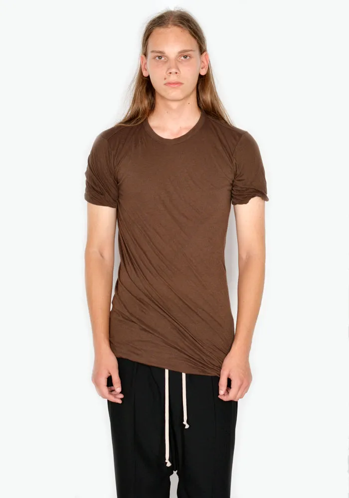 RICK OWENS MEN RU02C7256 UC DOUBLE  LAYERED T-SHIRT BROWN