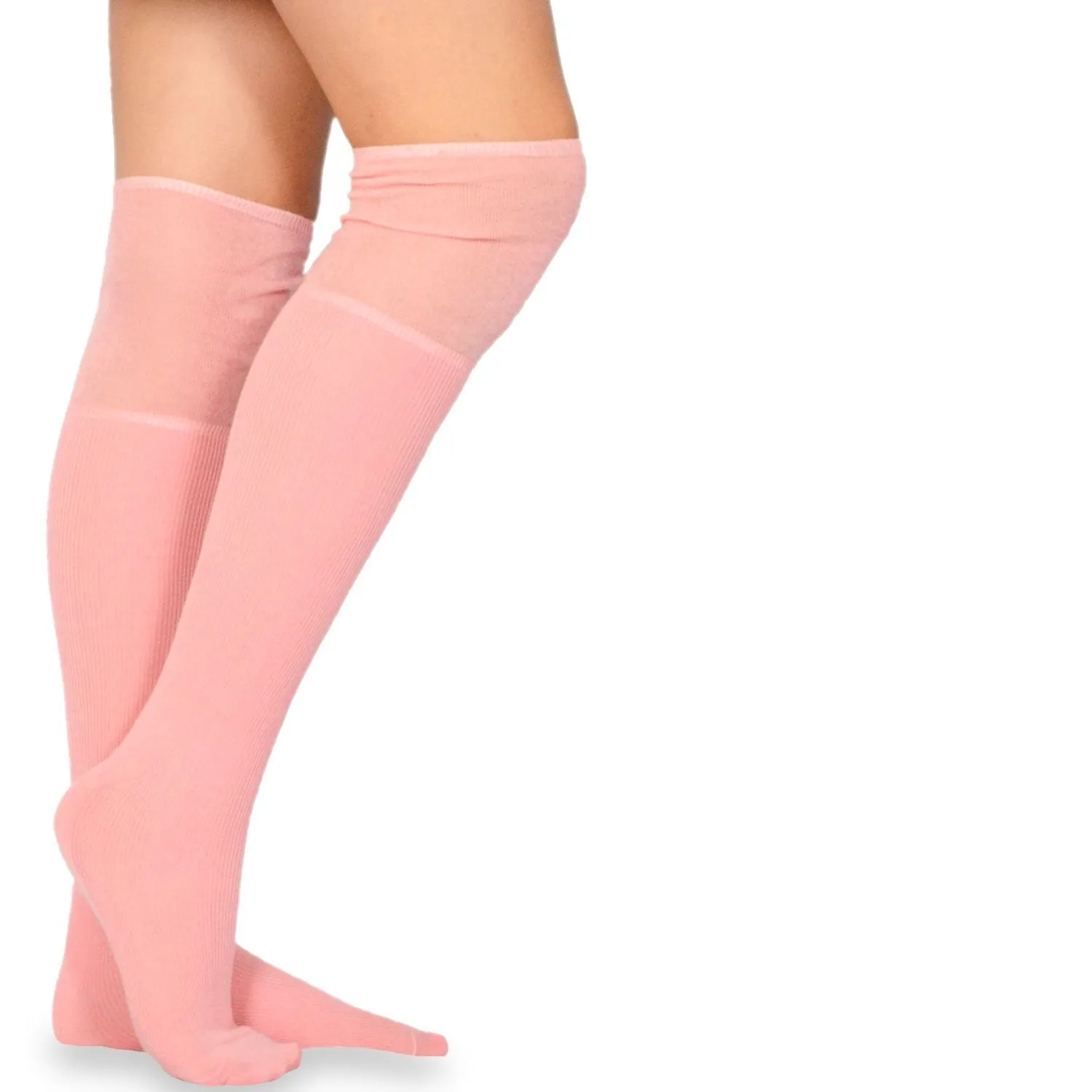 TeeHee Socks Women's Casual Cotton Over the Knee Rib with Slouch Top 5-Pack (10772)