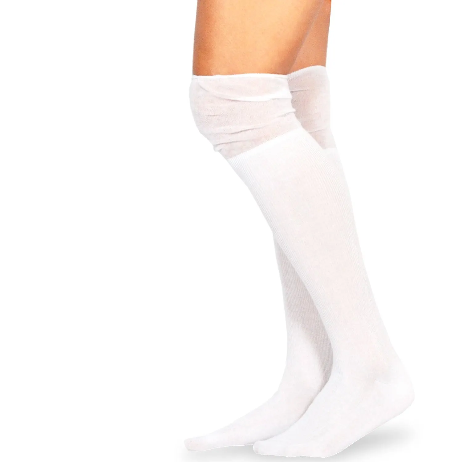 TeeHee Socks Women's Casual Cotton Over the Knee Rib with Slouch Top 5-Pack (10772)