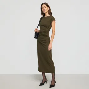 Vela Contrast-Stitch Ruched-Waist Dress